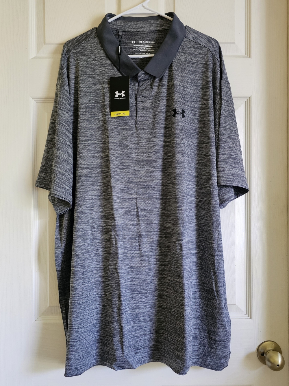 NWT Under Armour Men's 4XL Grey Heathered Performance Polo Shirt UPF 40 Big&Tall